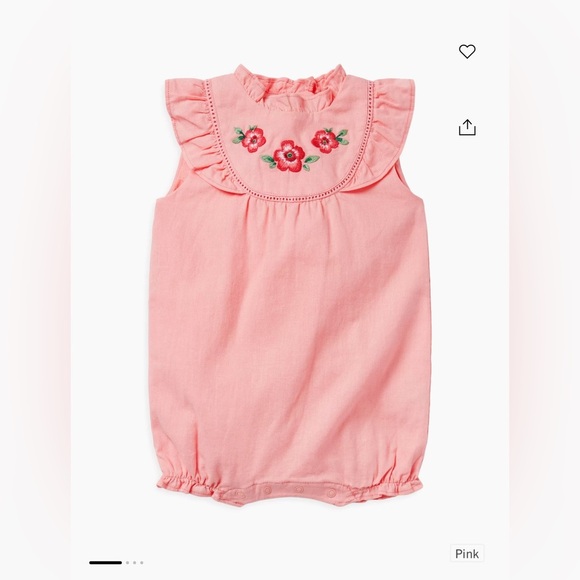 Janie And Jack Linen-Cotton Embroidered Floral Romper - Picture 1 of 5